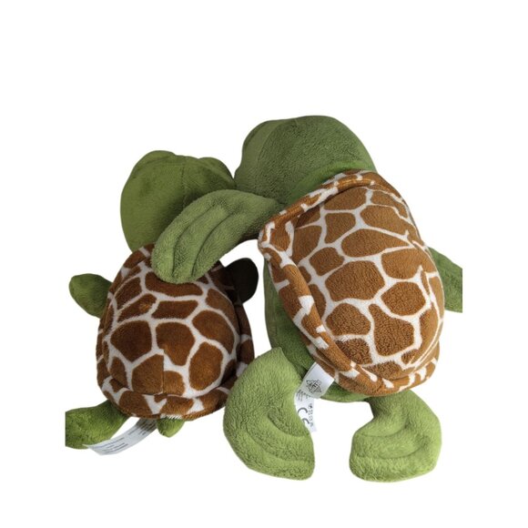 Cute Plush Sea Turtle Pair Soft Green Bodies Adorable Big Eyes The Petting Zoo 1 - Picture 4 of 9